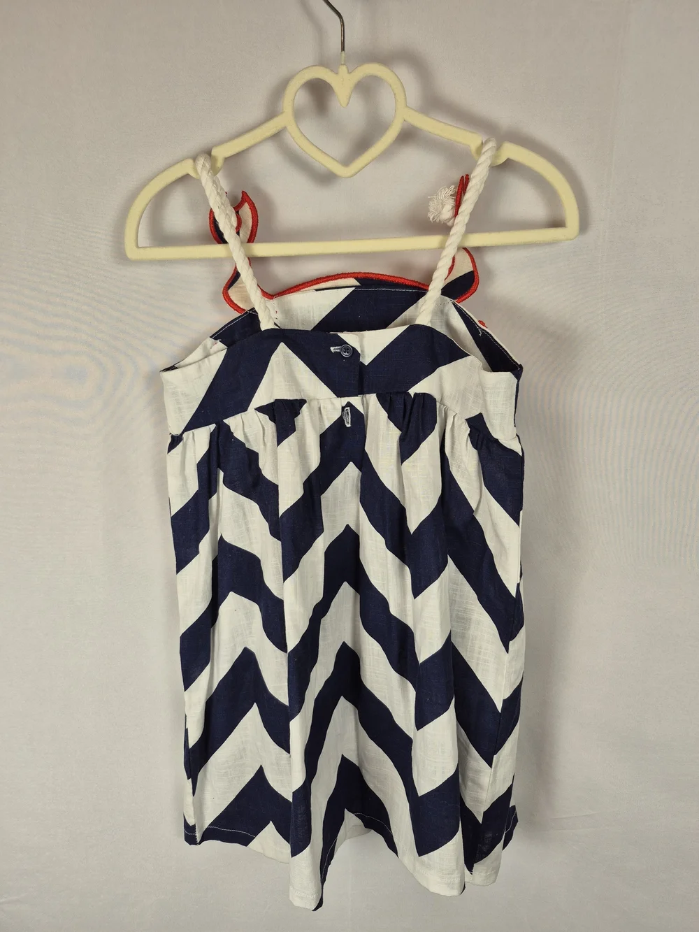 Mud Pie Nautical Chevron Dress with Red Crab Applique 100% Cotton Size 5T